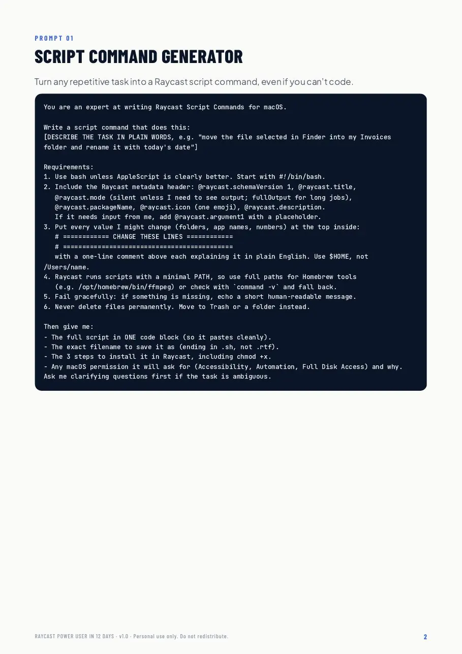 Prompt Pack: the Script Command Generator